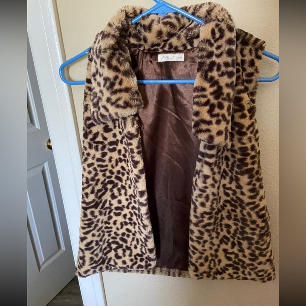 Pinc Premium Girls Brown Faux Fur Vest Large Size